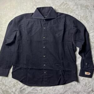 Bogosse Modern European Bold Knit Button Up Shirt Men's 2 S Black Silver Minimal